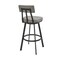 Armen Living Jinab Swivel Counter Stool in Black Metal with Gray Faux Leather 840254335226 - alternate 5